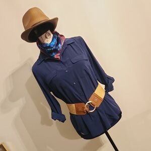 Old Navy Blue Long Sleeve Button-Up Top